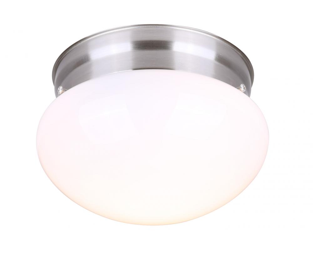 Fmount, 1 Lt Flushmount, Flat Opal Glass, 60W Type A19, 7 1/4&#34; x 4 5/8&#34;