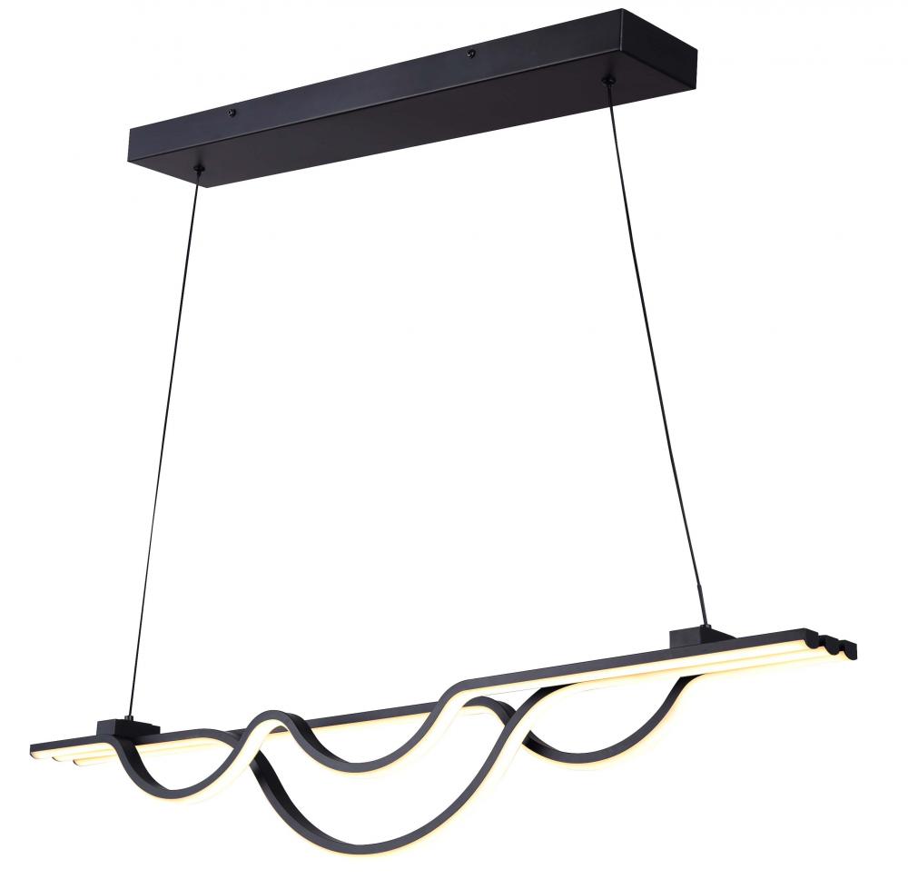 VEIRA, LCH261A36BK, MBK Color, 36&#34; Width Cord LED Chandelier, PVC, 42W LED (Integrated), Dimmabl