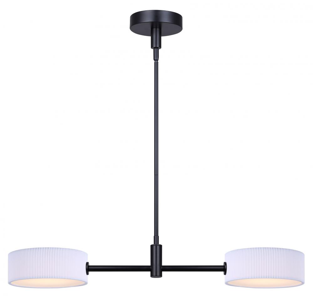 CARMYNN 2 Light Integrated LED Black Contemporary Pendant with White Fabric Shade