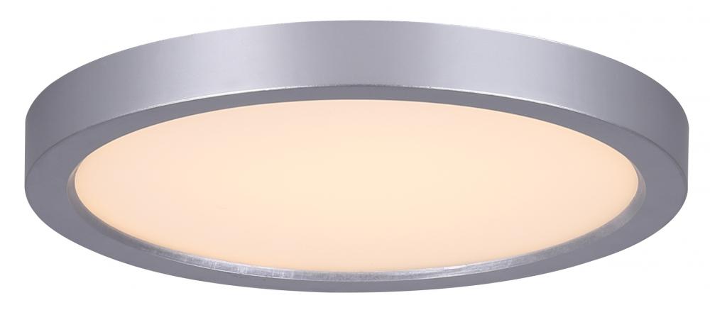 LED Disk, 7&#34; Painted Brushed Nickel Color Trim, 15W Dimmable, 3000K, 850 Lumen, Surface mounted