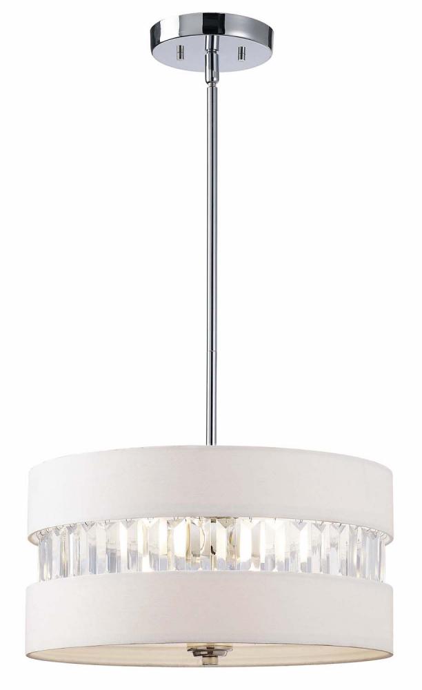 Ballard, ICH426A03CH16, 3 Lt Rod Chandelier, Fabric Shade with Acrylic, 100W Type A