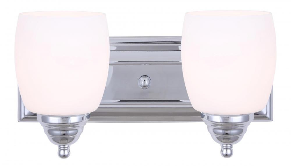 Griffin, 2 Light Vanity, Flat Opal Glass, 100 W Type A, 14&#34; W x 7 1/4&#34; H x 7 1/4&#34; D