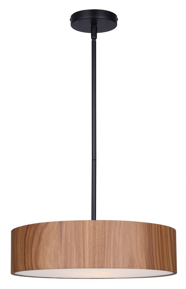 Dexter, MBK + Faux Wood Color, 3 Lt 15.75&#34; W Rod Pendant, 60W Type A, 15.75&#34; W x 12 - 54.5&#