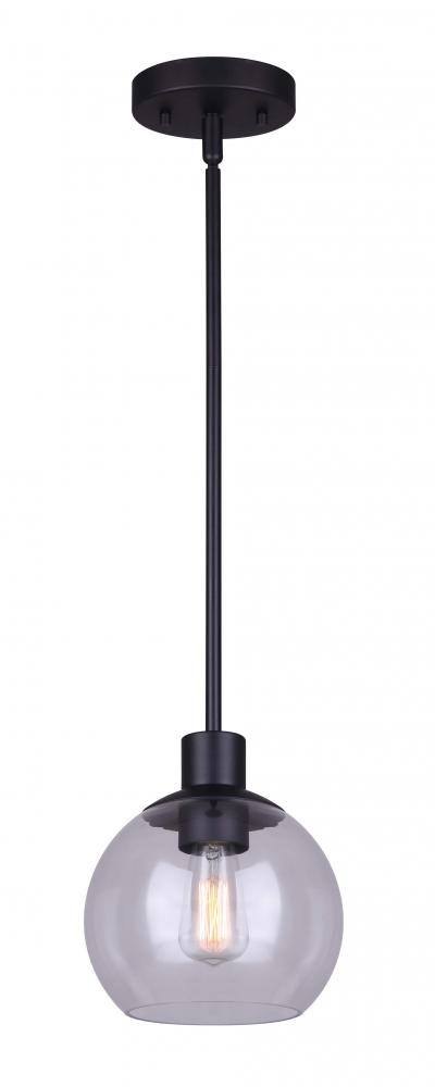 Landry 1 Light Pendant, Black Finish