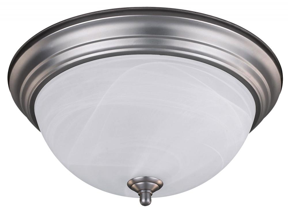 Fmount, 15&#34; 3 Bulb Flushmount, Alabaster Glass, 60W Type A