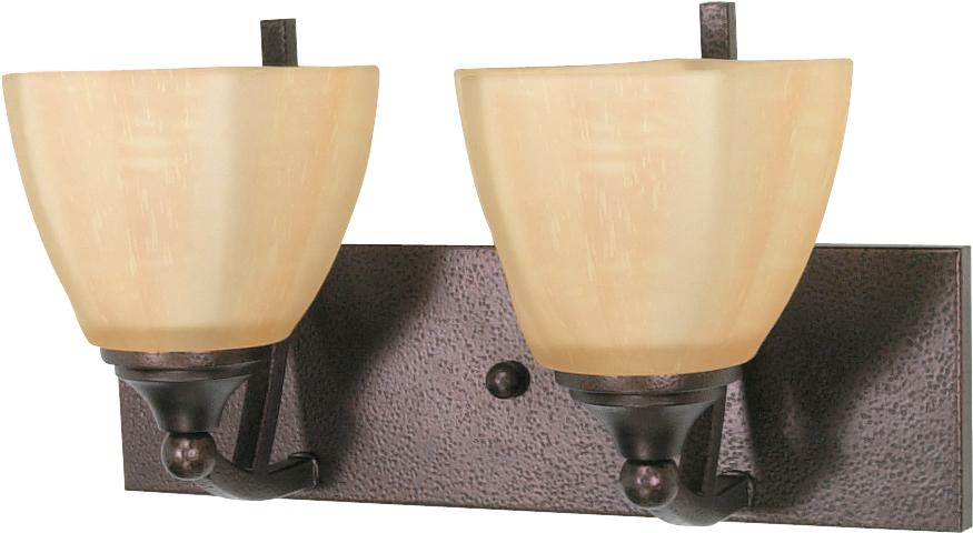 2-Light 15&#34; Copper Bronze Wall Mounted Vanity Light Fixture with Champagne Washed Linen Glass