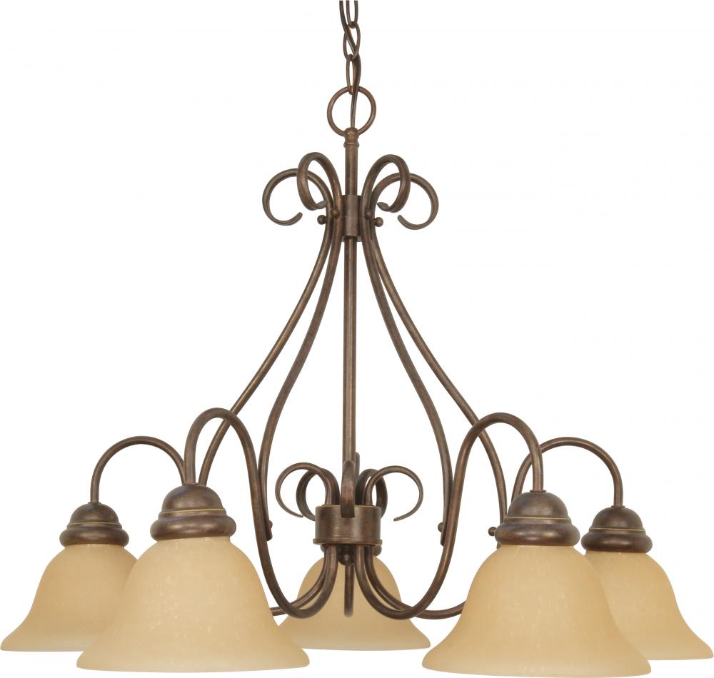 Castillo - 5 Light Chandelier with Champagne Linen Washed Glass - Sonoma Bronze Finish