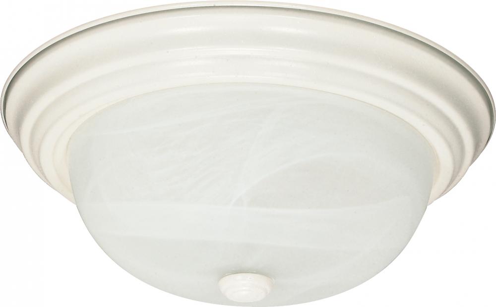 2 Light - 11&#34; Flush with Alabaster Glass - Textured White Finish