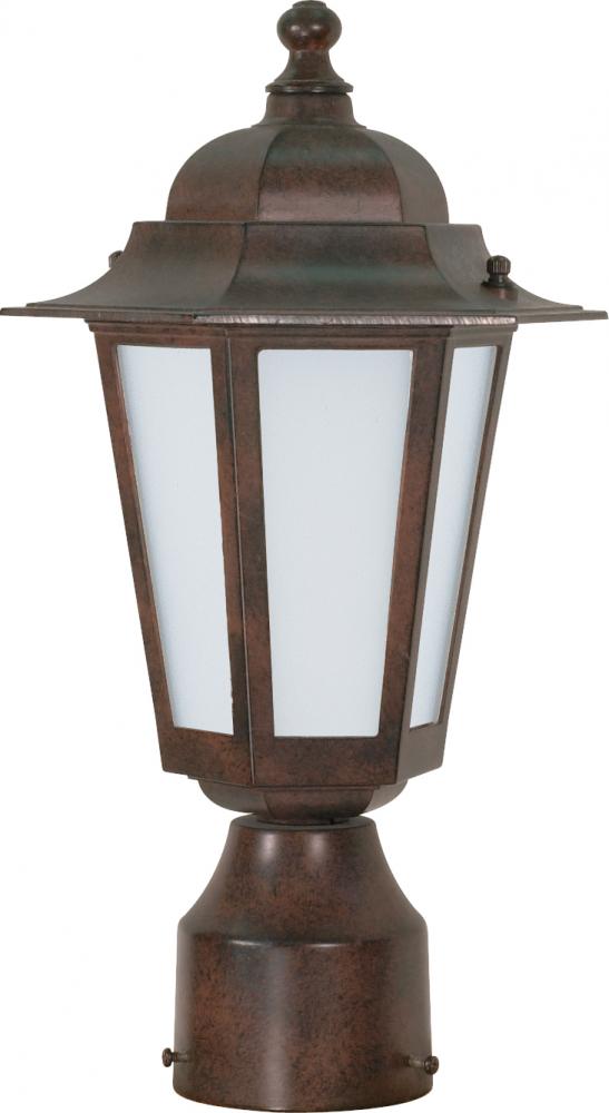 1-Light Outdoor Post Lantern with Photocell in Old Bronze Finish and Frosted Glass. (1) 13W GU24