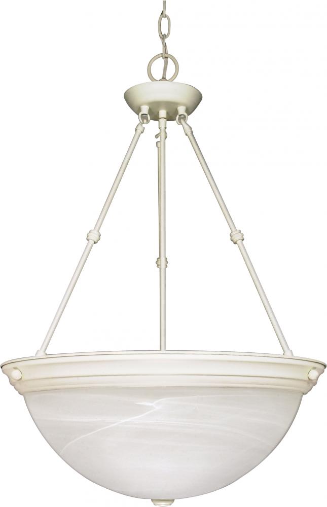 3-Light 20&#34; Hanging Pendant Light Fixture in Textured White Finish with Alabaster Glass