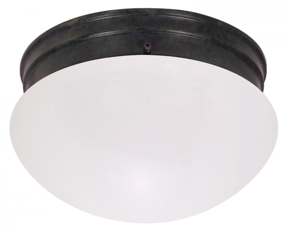 2 Light - 10&#34; Flush with Frosted Glass - Mahogany Bronze Finish