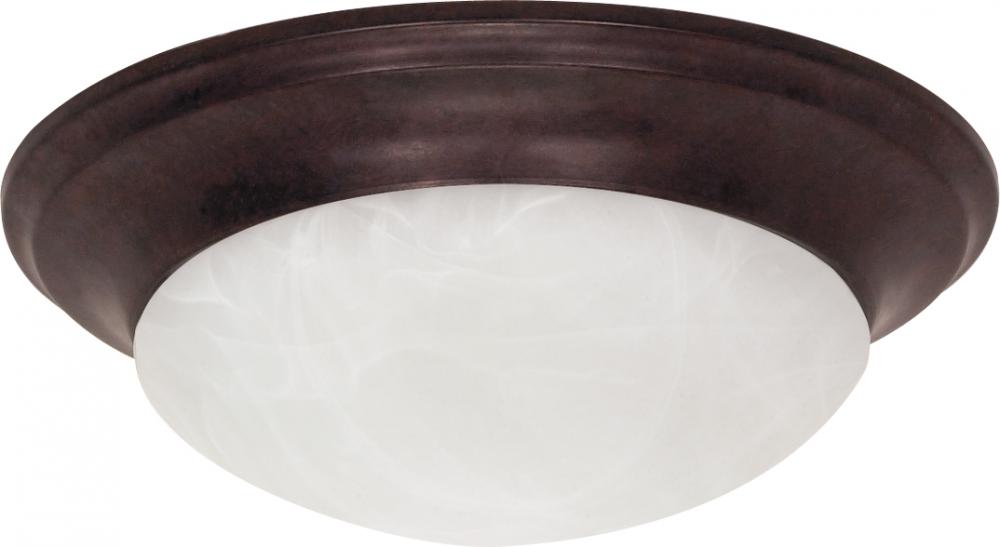 1 Light - 12&#34; Flush with Alabaster Glass - Old Bronze Finish