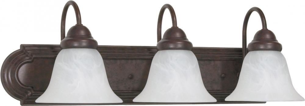 Ballerina - 3 Light 24&#34; Vanity w/ Alabaster Glass Bell Shades - Old Bronze