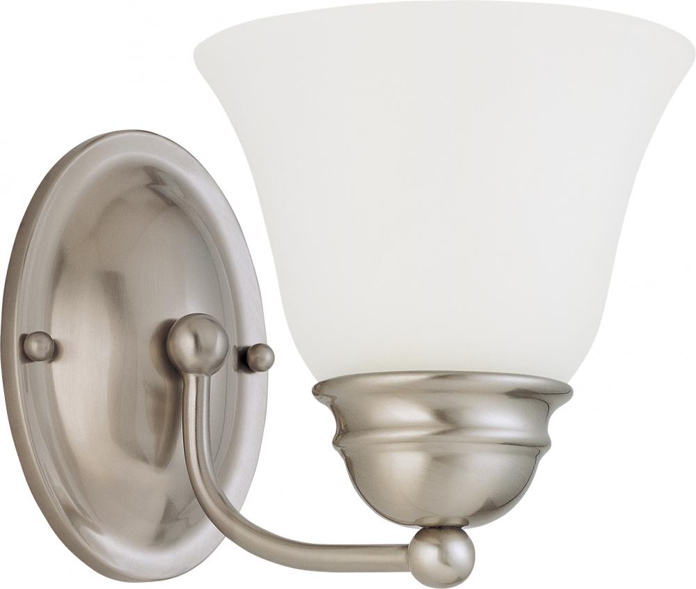 Empire - 1 Light 7&#34; Vanity with Frosted White Glass - Brushed Nickel Finish