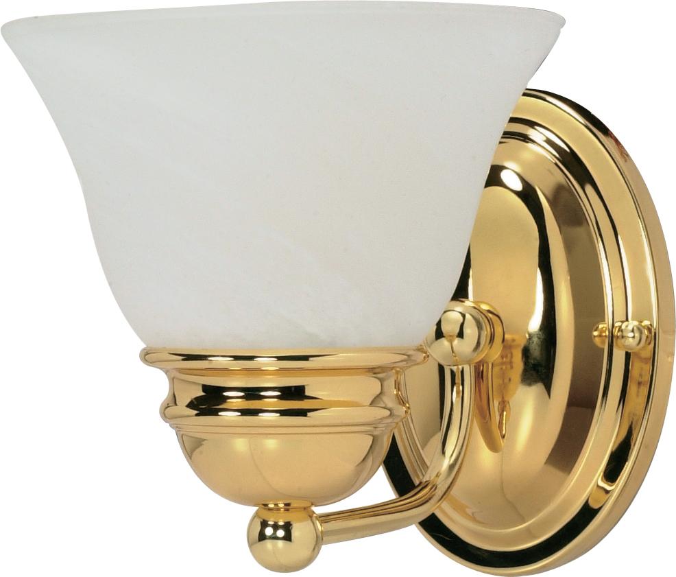 Empire - 1 Light 7&#34; Vanity with Alabaster Glass - Polished Brass Finish