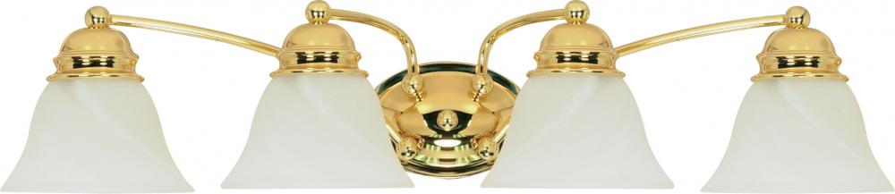 Empire - 4 Light 29&#34; Vanity with Alabaster Glass - Polished Brass Finish