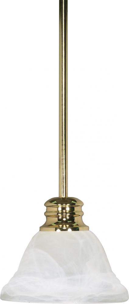 Empire - 1 Light 7&#34; Mini Pendant with Alabaster Glass - Polished Brass Finish