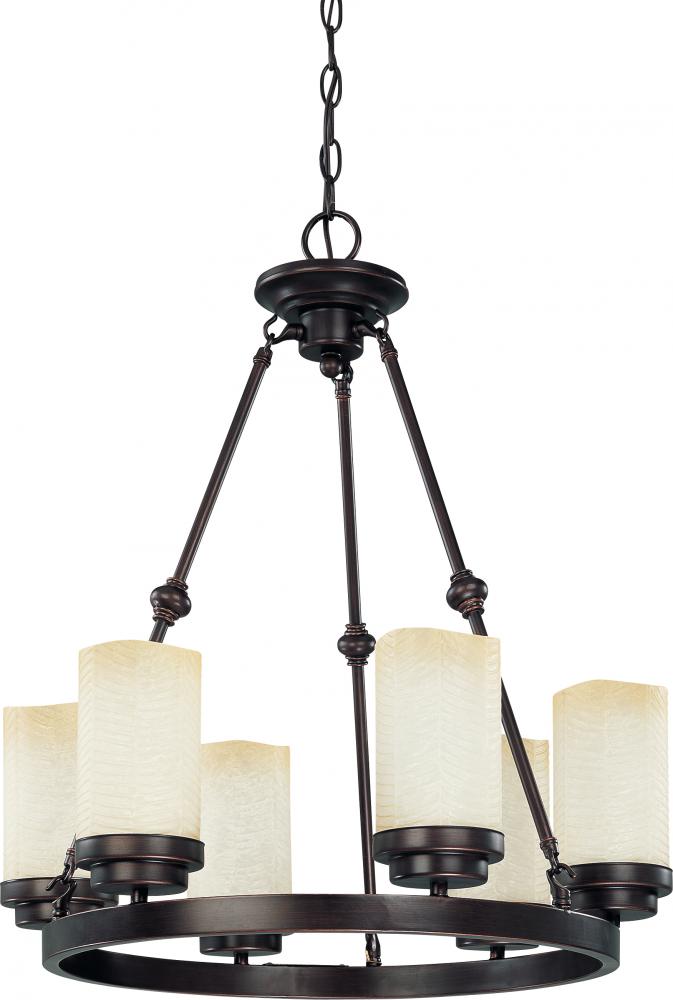 Lucern ES - 6 Light 20&#34; Round Chndlr w/ Saddle Stone Glass - (6) 13w GU24 Lamps Included