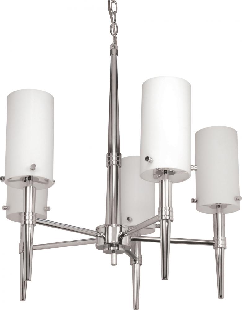 Jet ES - 5 Light 12 &#34; Chandelier w/ Satin White Glass - (5) 13w GU24 Lamps Included