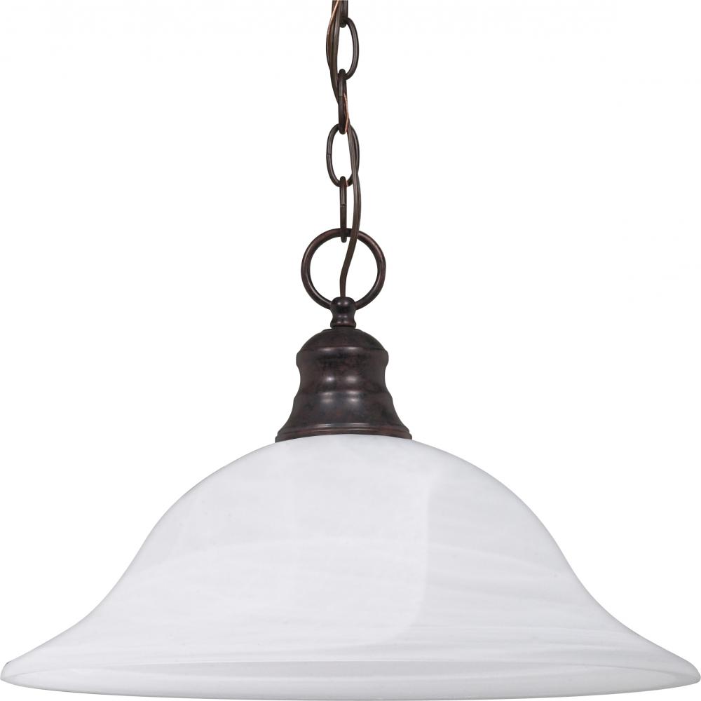 1 Light - 16&#34; Pendant with Alabaster Glass - Old Bronze Finish