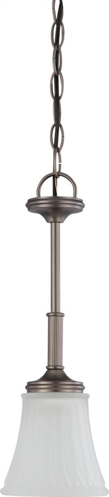 1-Light Mini Pendant Light Fixture in Aged Pewter Finish with Frosted Etched Glass