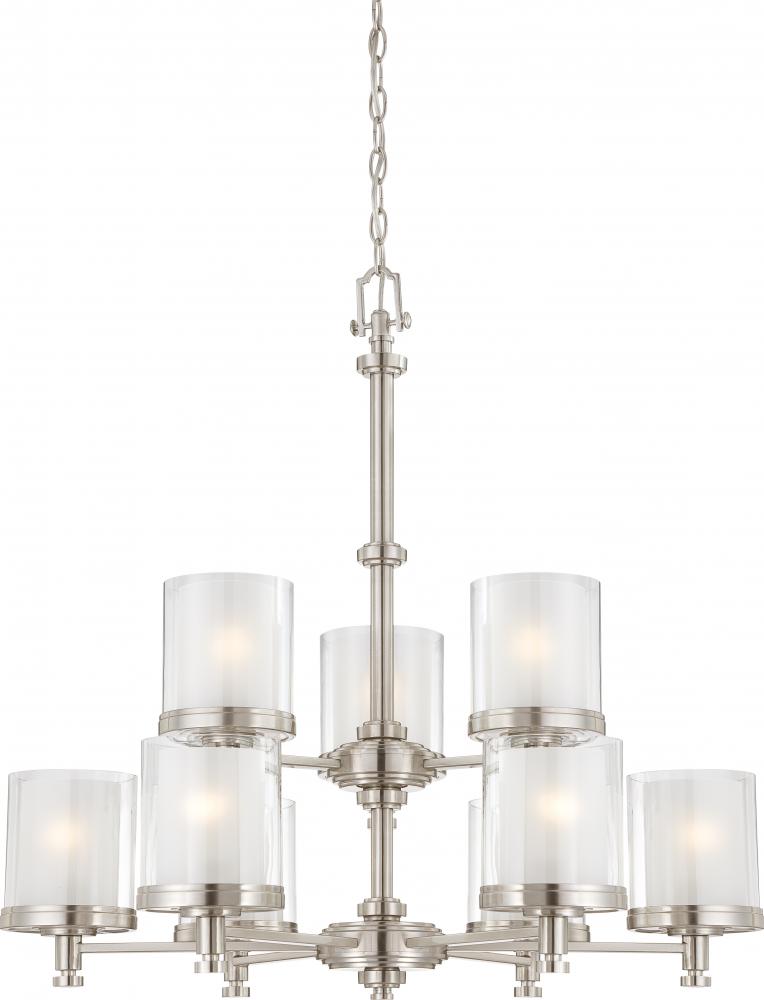 Decker - 9 Light Chandelier w/ Clear & Frosted Glass