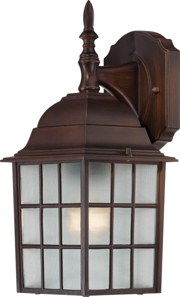 Adams - 1 Light 14&#34; Wall Lantern with Frosted Glass - Rustic Bronze Finish
