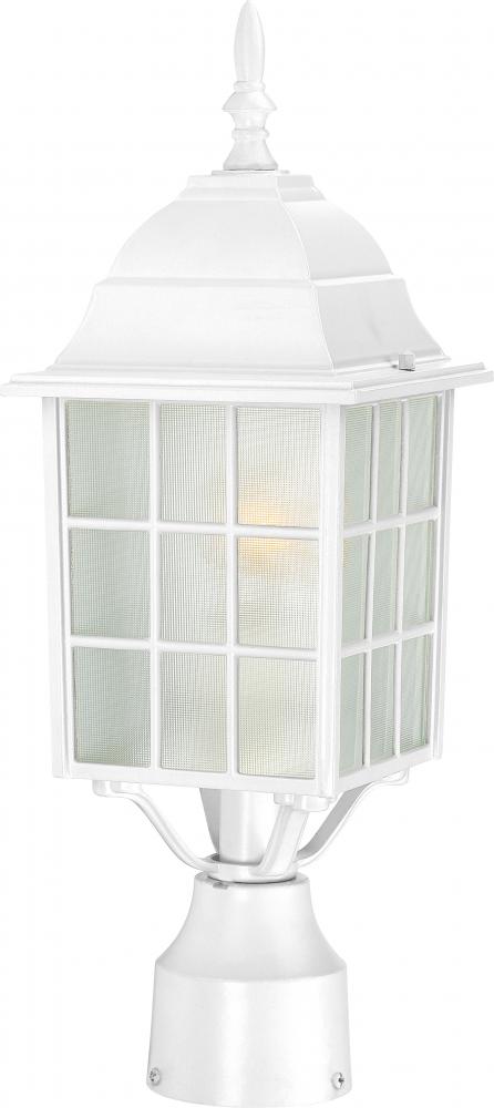 Adams - 1 Light 17&#34; Post Lantern with Frosted Glass - White Finish