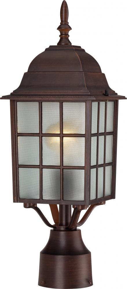 Adams - 1 Light 17&#34; Post Lantern with Frosted Glass - Rustic Bronze Finish