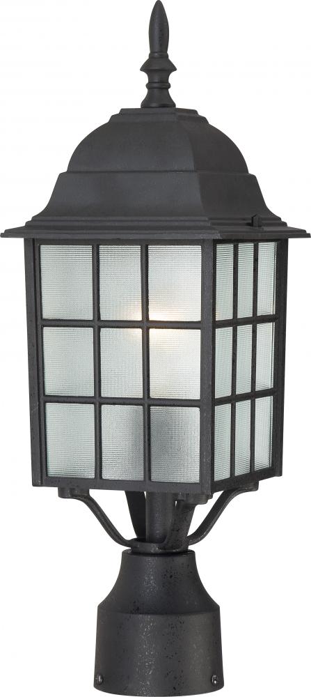 Adams - 1 Light 17&#34; Post Lantern with Frosted Glass - Textured Black Finish