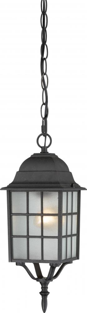 Adams - 1 Light 16&#34; Hanging Lantern with Frosted Glass - Textured Black Finish