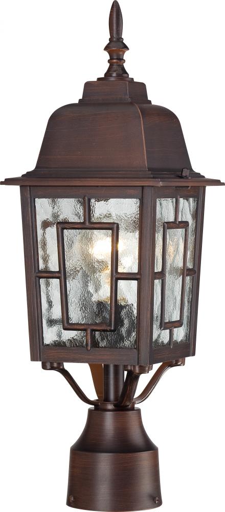Banyan - 1 Light 17&#34; Post Lantern with Clear Water Glass - Rustic Bronze Finish