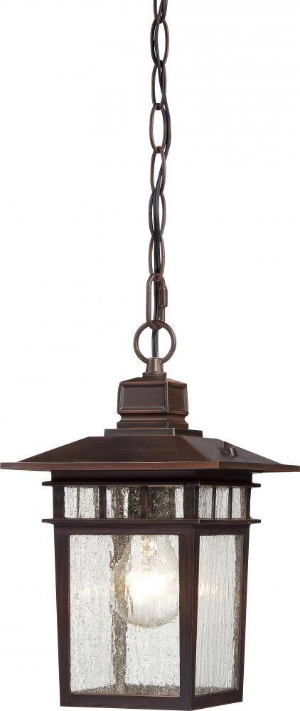 Cove Neck - 1 Light 12&#34; Hanging Lantern with Clear Seed Glass - Rustic Bronze Finish