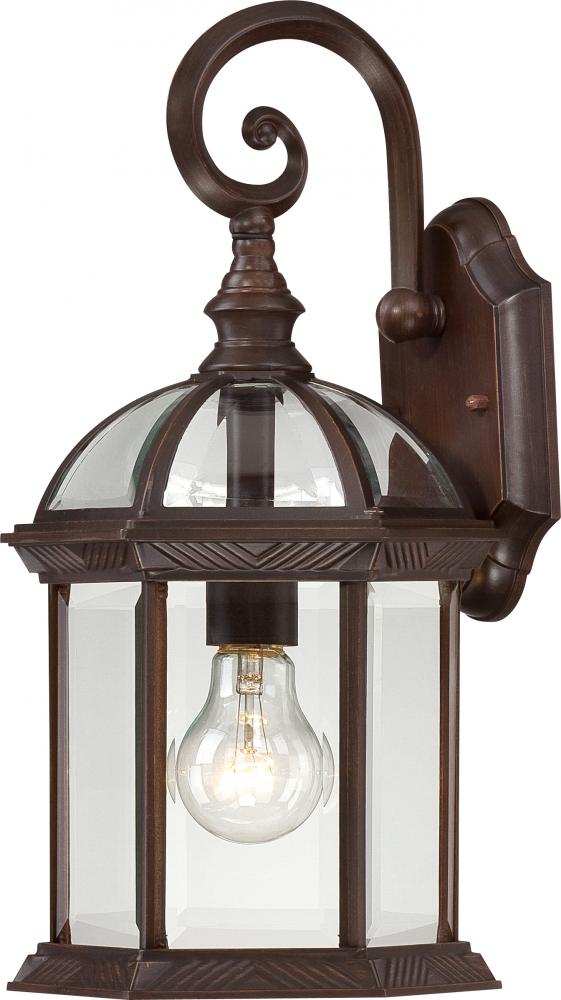 Boxwood - 1 Light 15&#34; Wall Lantern with Clear Beveled Glass - Rustic Bronze Finish