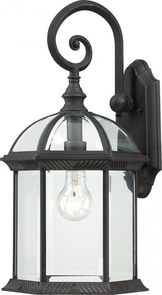 Boxwood - 1 Light 19&#34; Wall Lantern with Clear Beveled Glass - Textured Black Finish