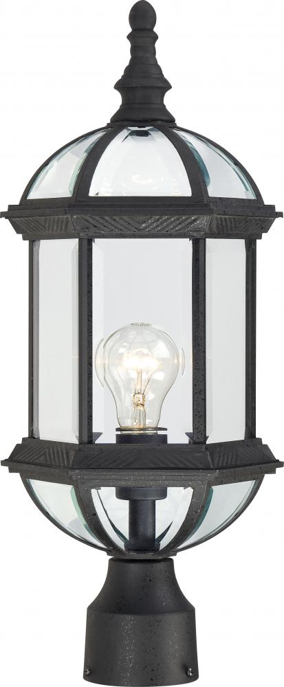 Boxwood - 1 Light 19&#34; Post Lantern with Clear Beveled Glass - Textured Black Finish