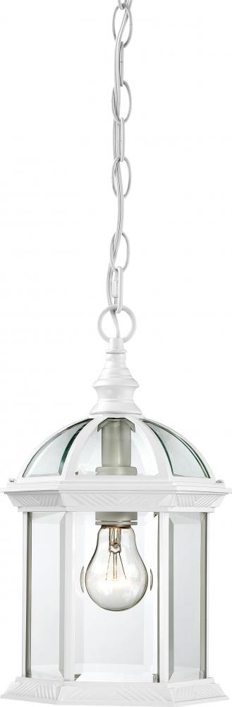 Boxwood - 1 Light 14&#34; Hanging Lantern with Clear Beveled Glass - White Finish