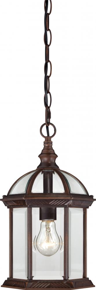 Boxwood - 1 Light 14&#34; Hanging Lantern with Clear Beveled Glass - Rustic Bronze Finish
