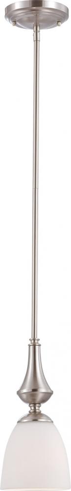 Patton - 1 Light Mini Pendant with Frosted Glass - Brushed Nickel Finish