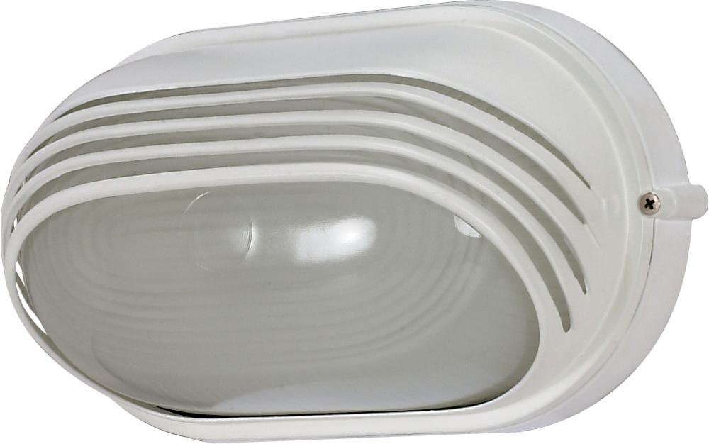 1 Light - 10&#34; Oval Hood Bulkhead - Semi Gloss White Finish