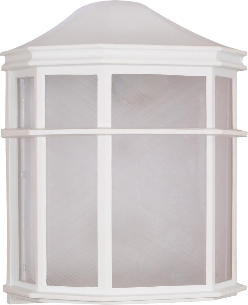 1 Light - 10&#34; Cage Lantern with Linen Acrylic Lens - White Finish