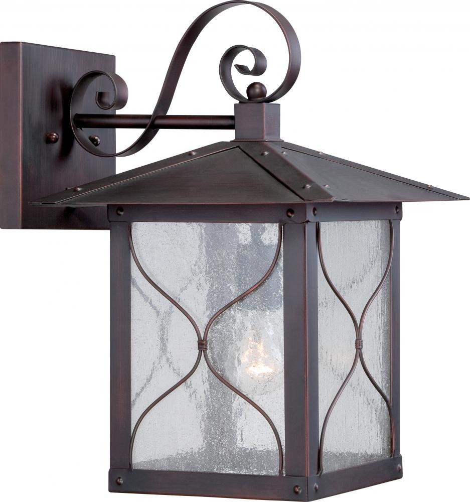Vega -1 Light - 11&#34; Wall Lantern with Clear Seed Glass - Classic Bronze Finish