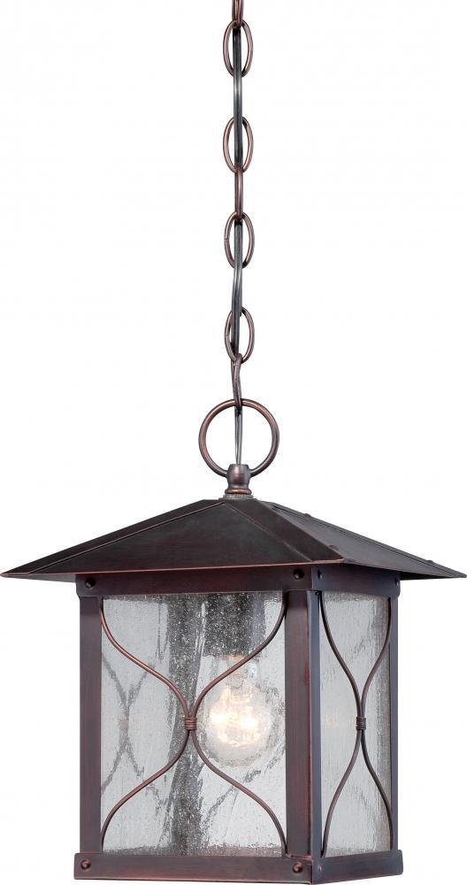 Vega -1 Light - Hanging Lantern with Clear Seed Glass - Classic Bronze Finish