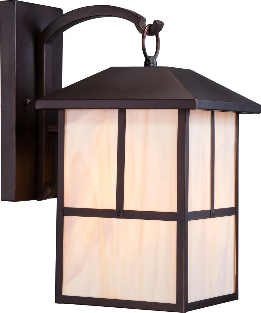 Tanner - 1 Light - 10&#34; Wall Lantern with Honey Stained Glass - Claret Bronze Finish