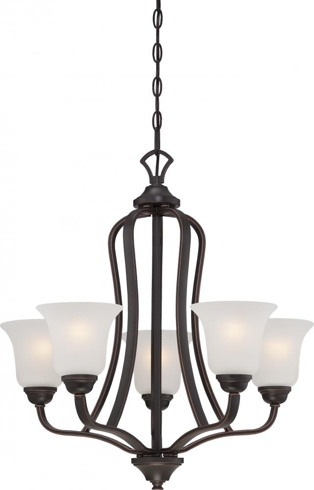 Elizabeth - 5 Light Chandelier with Frosted Glass - Sudbury Bronze Finish