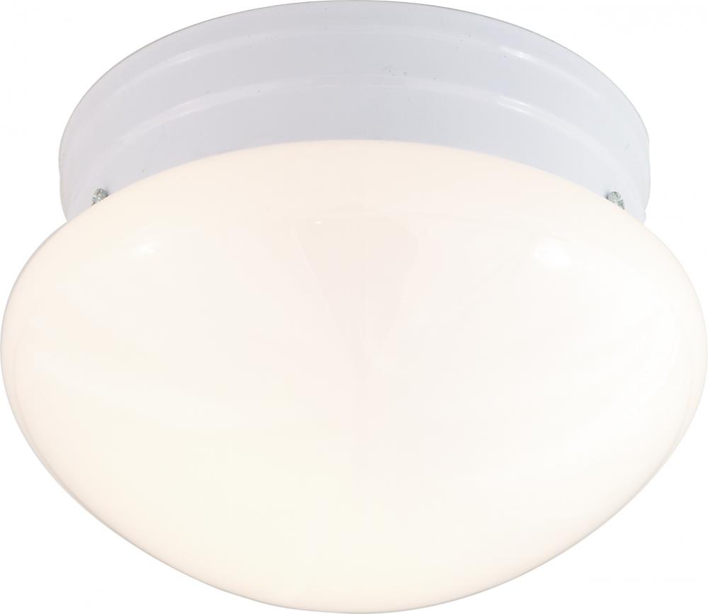 1 Light - 8&#34; - Flush Mount - Small White Mushroom; Color retail packaging