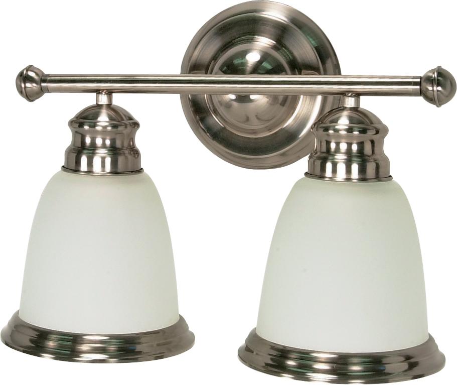 Palladium - 2 Light - 14&#34; - Vanity - with Satin Frosted Glass Shades