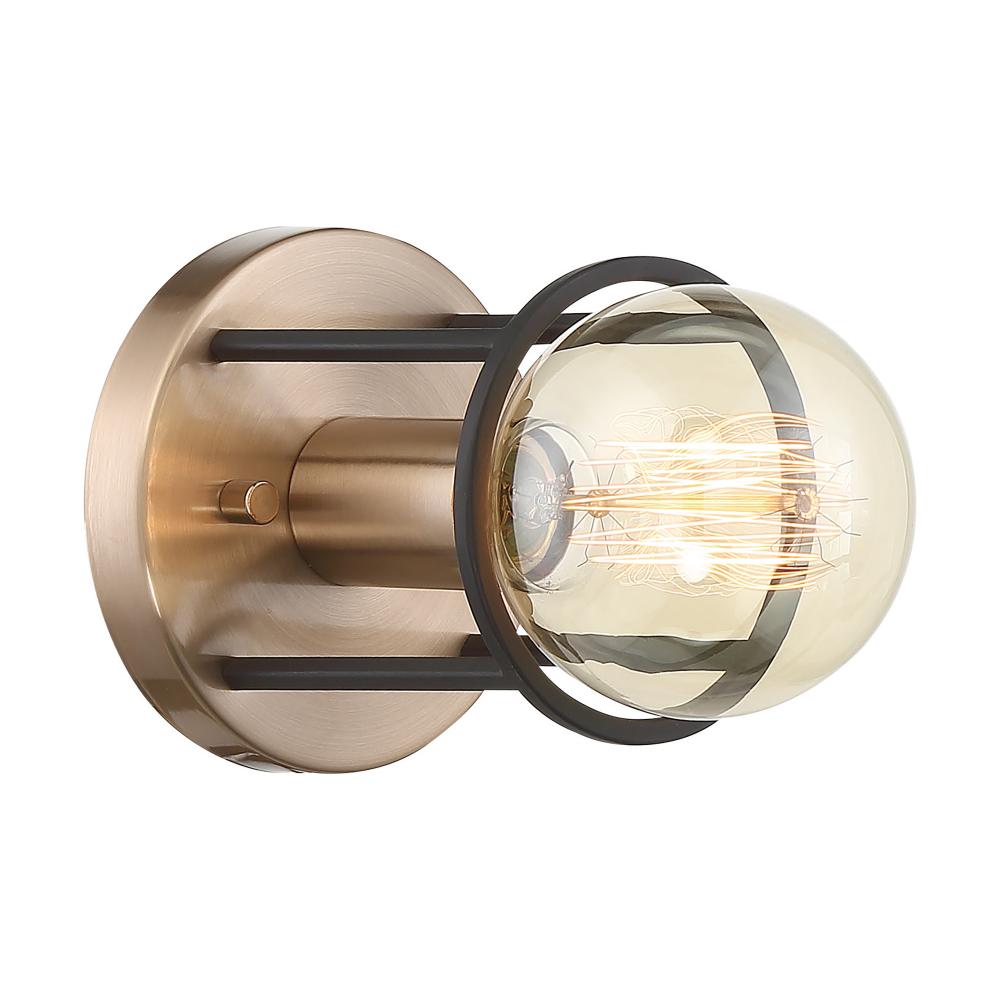 Chassis- 1 Light Wall Sconce - Copper Brushed Brass and Matte Black Finish