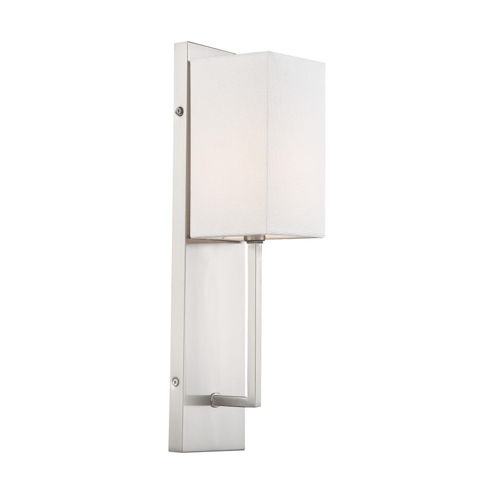 Vesey - 1 Light Wall Sconce - with White Linen Shade - Brushed Nickel Finish