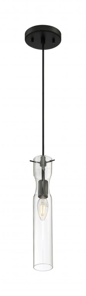 Spyglass - 1 Light Mini Pendant with Clear Glass - Black Finish